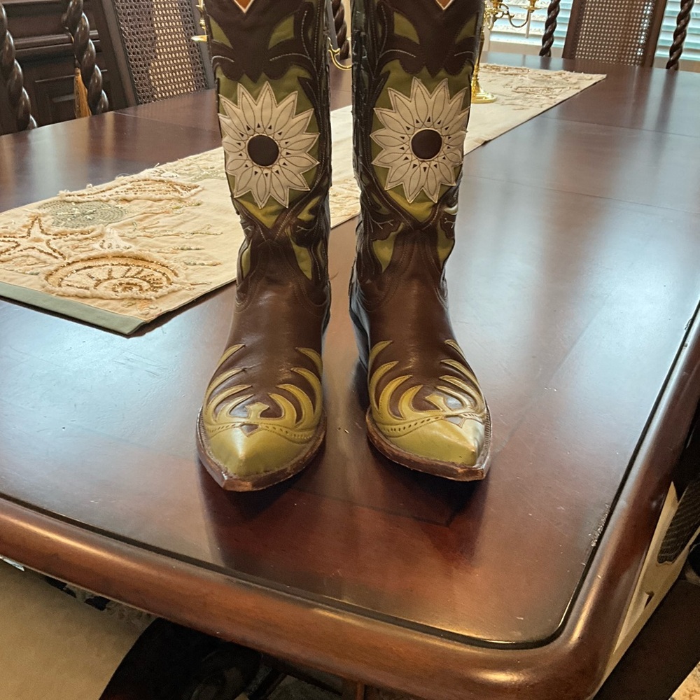 Old Gringo Brown and Green Heeled Boots